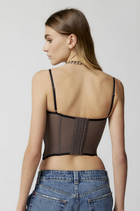 Top Corset de Mesh com Renda Savannah