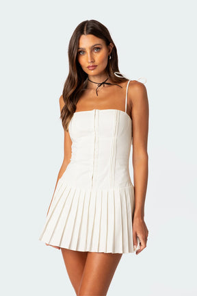 Vestido Curto Corset Plissado Casey