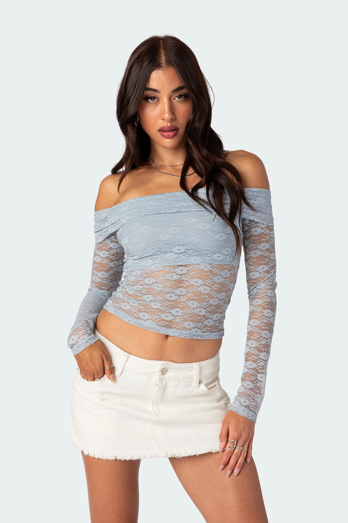 Top De Renda Transparente Dobrável Jessie