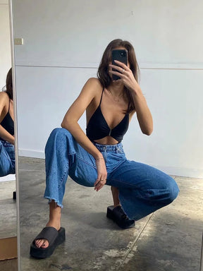 Jeans Wide Leg de Cintura Alta