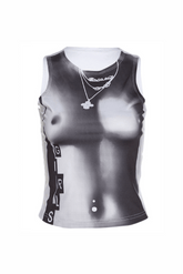 Top Cropped Estampado Pixel Body Art