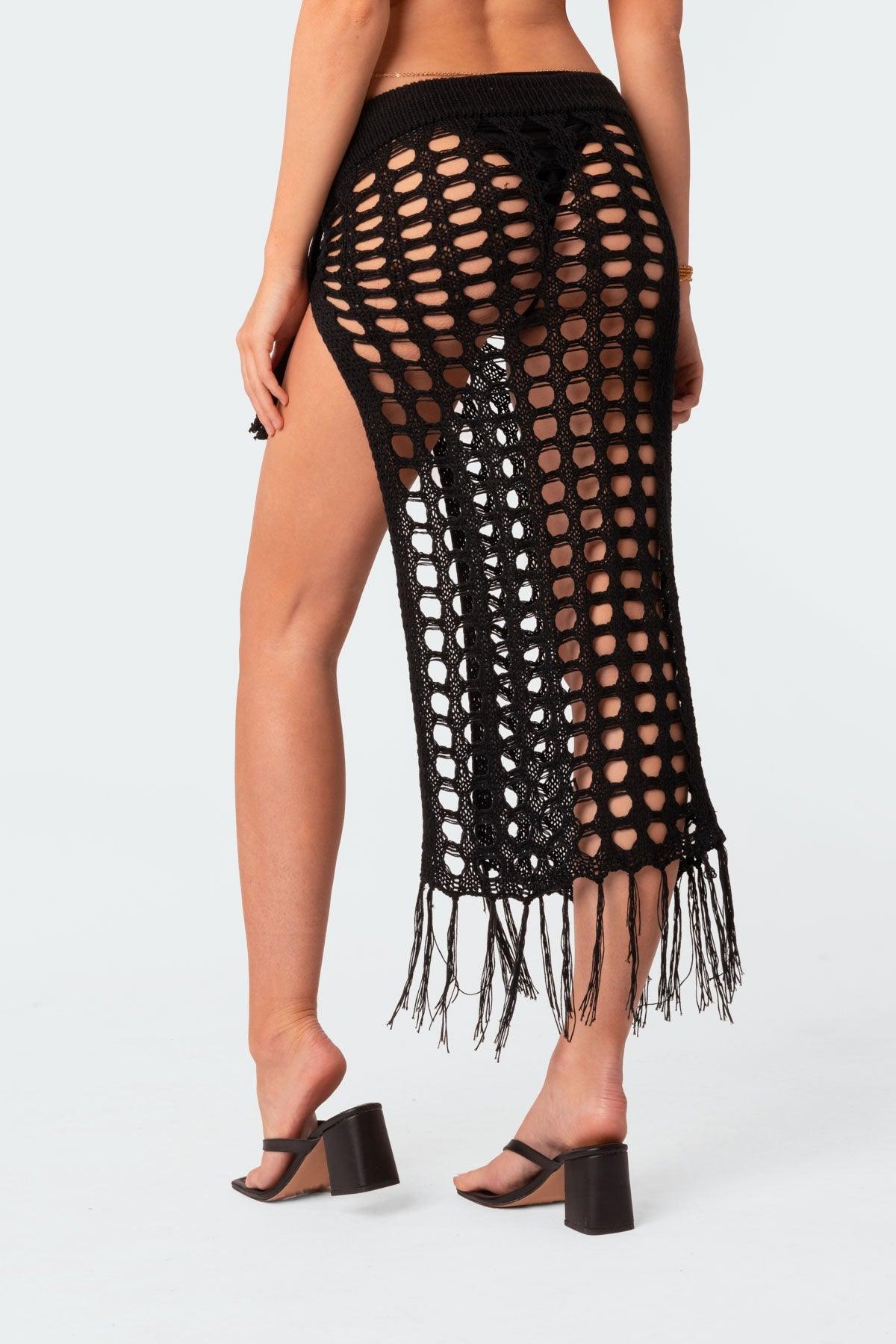 Saia de croche sale com fenda